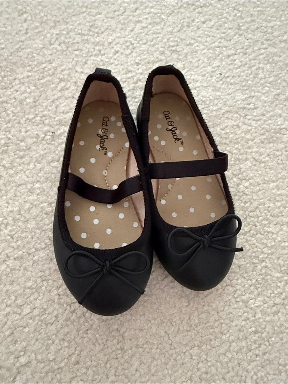 Cat & Jack Black Girls Mary Jane Bow Flats